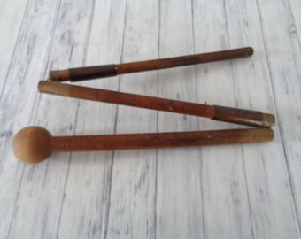 Antique Handmade Folding Walking Stick, Vintage Wooden Ball Walking Cane Folding, Country Gentlemans Accessory
