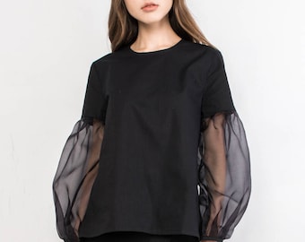 blouse with chiffon sleeves