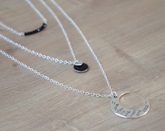 Silver multi strand moon necklace