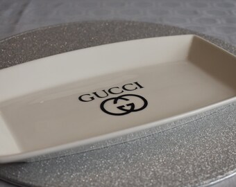 Gucci inspired white porcelain tray