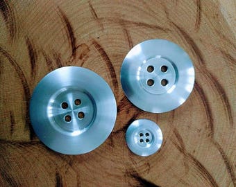 Set of 3 small, medium and large, aluminum buttons knit, button hook, button sewing, curtain, purse ornament ornament