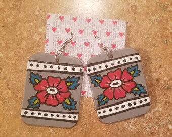 Red flower Earrings