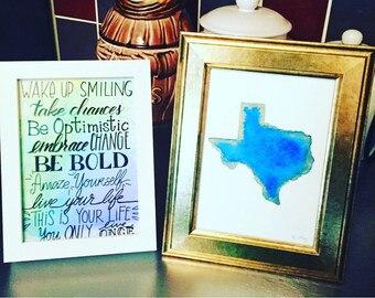 Custom 5x7 State or Country Geode Watercolor Painting {wall art home decor gift state country}