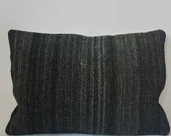 Gray Kilim Pillow, Black Kilim Pillow, Turkish Pillow, Moroccan Pillow, Decorative Pillow