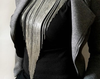 Fringe Chain Necklace Silver City, Waterfall Necklace