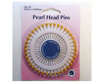 X 40 Hemline Pearl head pins - 000793