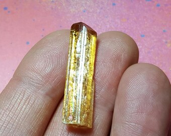IMPERIAL TOPAZ Sparkling Orange 3.8 Gram Top Quality Terminated Gemstone Crystal From Brazil