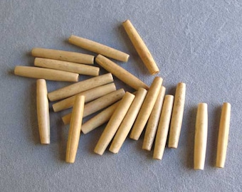 20 Pieces 1 1/2" Bone Hairpipe, Antiqued, Hair Pipe Beads, Indian Choker Beads