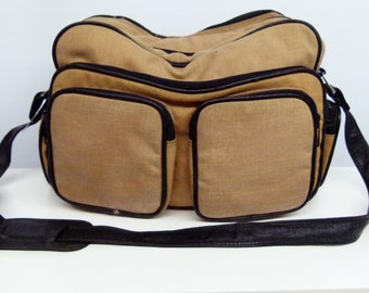 Vintage 1960's /1970s Canvas and Leather Camera Bag / Holdall - With Shoulder Strap - Very Retro!