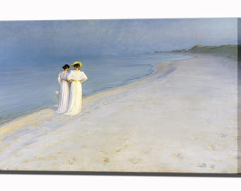 Severin Kroyer Summer Evening Canvas Wall Art Wall Decor Fine Art Print Ready To Hang