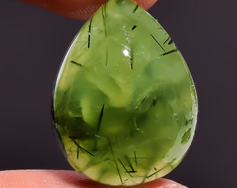 32.65 Ct. Natural Prehnite Pear Cabochon Loose Gemstone 23X18X10 mm HB-1428