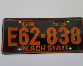 Vintage 1953 Wheaties Cereal premium mini license plate State of Georgia, Peach State, bike plate, measures measures 4 7/8" x 2 1/4"