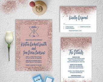 Wedding Invitation Suite, Rose Gold