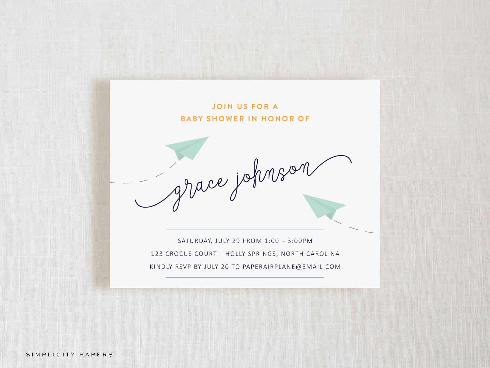 Paper Airplane Invitations Birthday Party Baby Shower