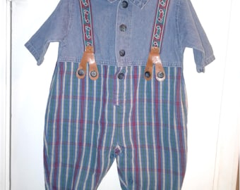 Little Arizona Baby Boys Romper with suspenders 0/3 months
