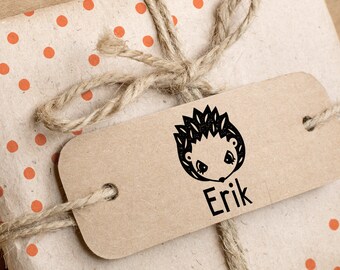 Name stamp small with hedgehog up to 10 characters