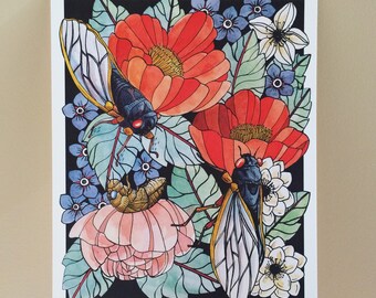 Cicadas 8x10 Art Print Archival Paper