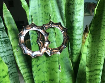 copper spider web hoop earrings handcrafted halloween