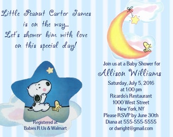 Snoopy Baby Shower Invitations Etsy