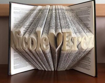Any 11 letters Folded book art-wedding gift, anniversary gift, birthday gift, christmas gift, teacher gift, graduation gift, for him,for her