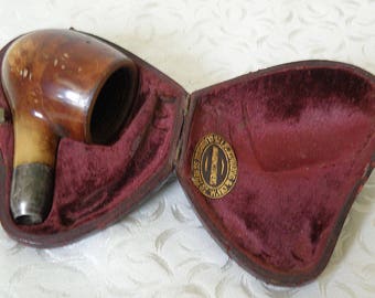 Antique English Velvet Lined Pipe Case