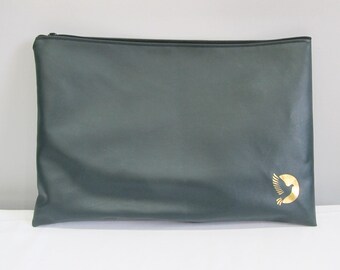 Pochette portable vert, dossier de stockage de papier simili cuir