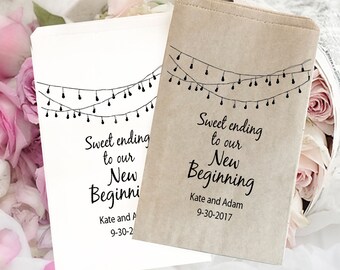 Wedding treat bag | wedding favor bag | Wedding candy bag | Kraft favor bags | Wedding popcorn bags | Personalized | country wedding 5" x 7"