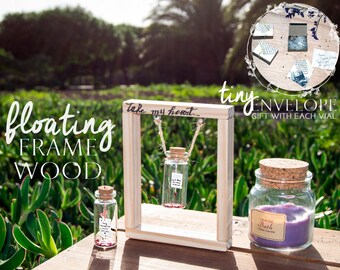 Floating frame wood handmade. Swing. Frame your message. Personalized gift. Romantic. Thoughtful Gifts. Valentine.