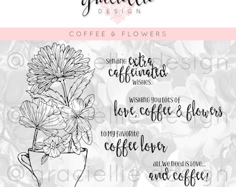 Coffee & Flowers Digital Stamp Set