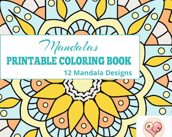 Mandala Coloring Book | 12 Printable Mandalas Coloring Pages Instant Download