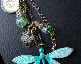 Spa green dragonfly. Handmade, Handbag Jewelry by local designers