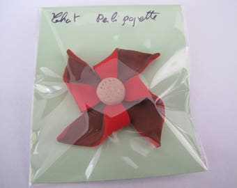 Brown and Red windmill brooch