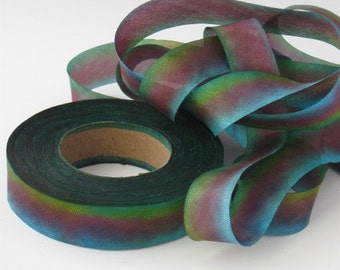 Hand dyed silk bias-cut ribbon