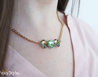 dew drop necklace delicate green necklace thin chain necklace green wedding necklace greenery wedding druzy necklace dainty thin chain gift