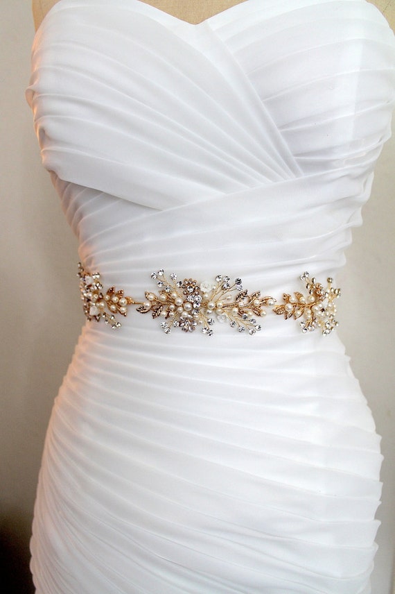 10 Off. Gold or Rose gold Leaf Vine Wedding Dress Belt. Boho