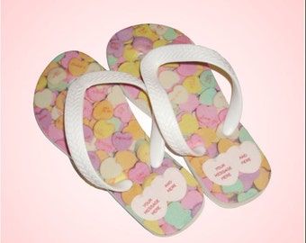 Valentine's Day Conversation Hearts Personalized Flip Flops