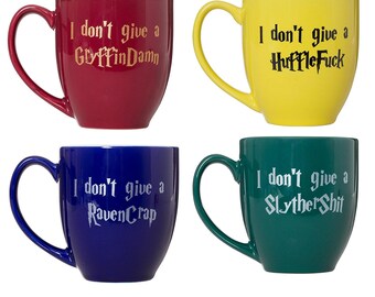 I Don't Give A Gryffindamn Hufflefuck Ravencrap Slythershit - 15oz Bistro Deluxe Double-Sided Coffee Tea Mugs