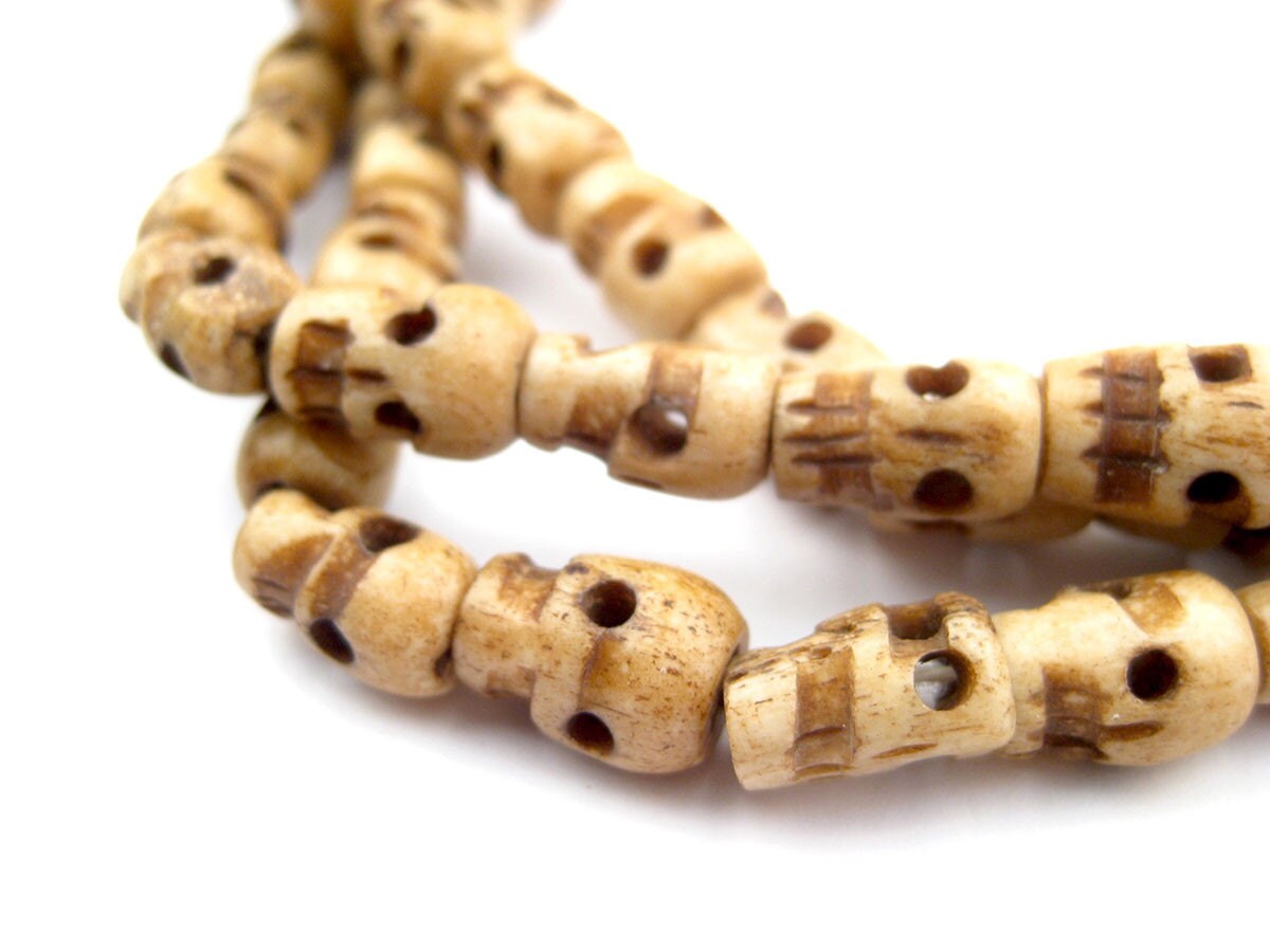 108 Vintage-Style Carved Bone Skull Beads Vintage Bone Beads