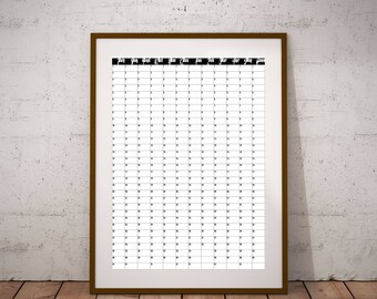 Perpetual Financial Year Large Calendar PRINTABLE Undated Wall Business Planner A1 Family Calendar Organizer Yearly calendar Goals Planner