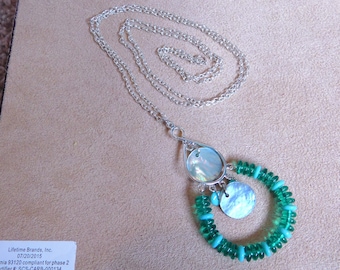 Blue Glass & Shell Necklace