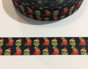 3 Yards of 1" Ribbon - Christmas Grinch