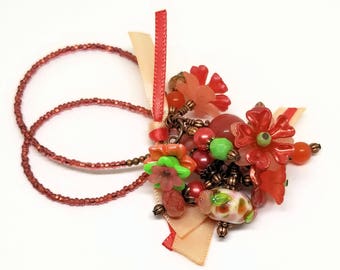 Book Thong | Beaded Bookmark | Autumn Gift | Flower Theme