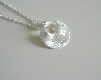 Disc Necklace, Sterling Silver, Hand Hammered