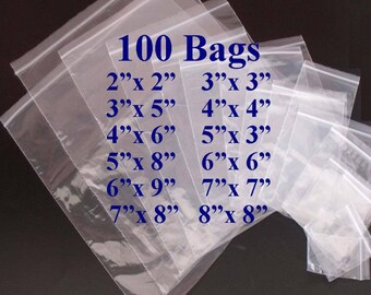 Clear Plastic Bags, Zip Lock Bags, Plastic Baggies, Reclosable, Poly Bags, 2x2 Bags, 3x5 Bags, 4x4 Bags, 5x8 Bags. 6x6 Bags, 7x7 Bags, 8x8