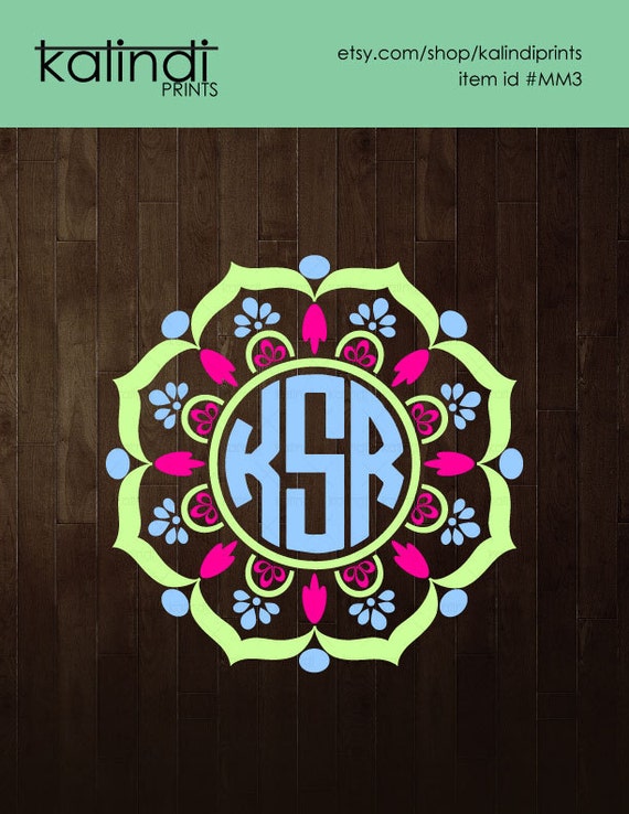 Download 3 colors Mandala Monogram frame SVG file. 1 SVG digital