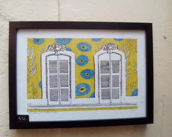 Framed drawing "False Sequence" series 30x40cm, Poster, ready to hang
