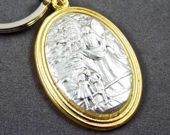 Protection Guardian Angel Key Ring Guardan Angel Medal Organza Pouch