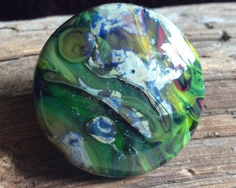 Lampwork Focal Lentil in Green