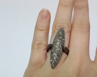 Vintage 925 sterling silver diamonds ring