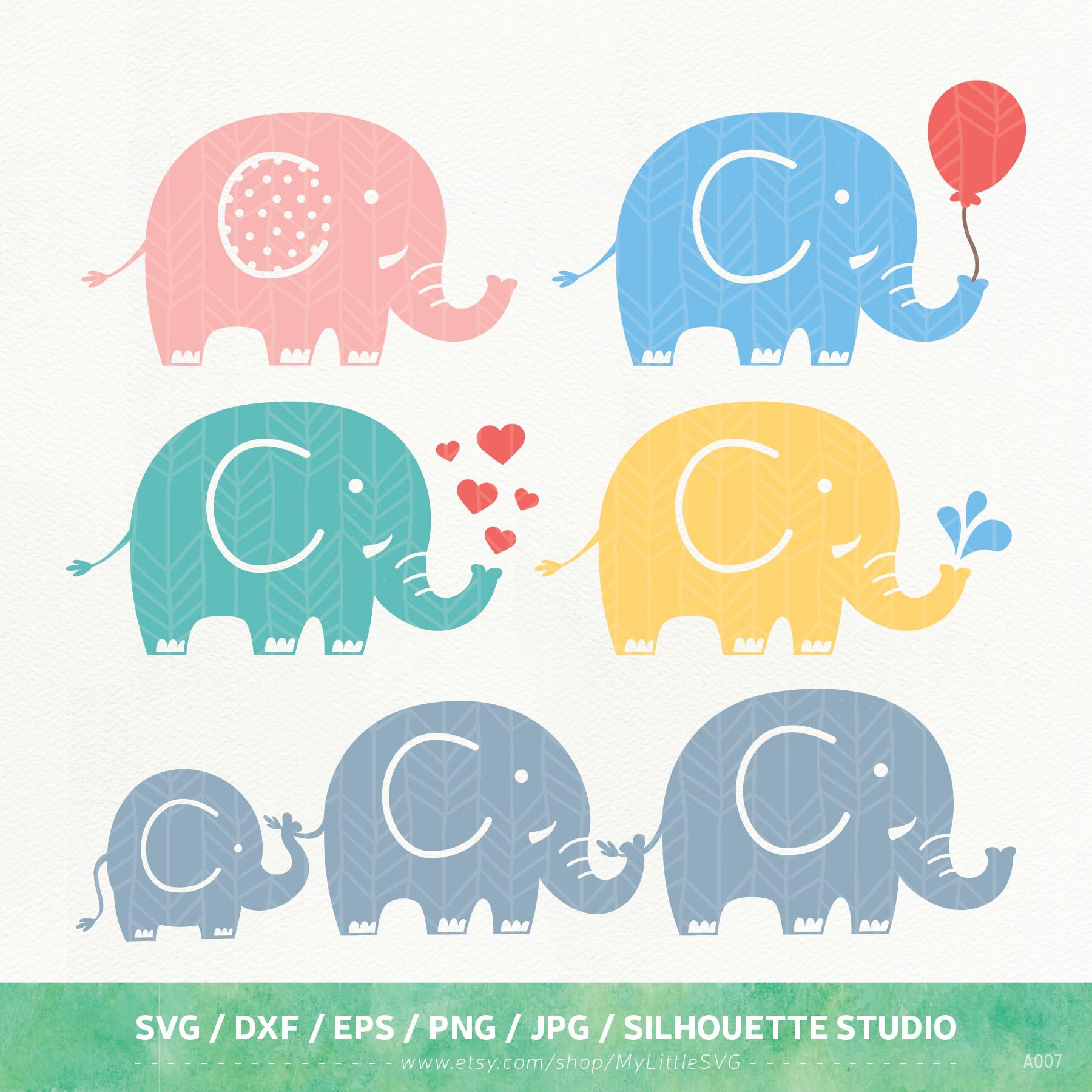 Elephant SVG Files Elephant dxf png eps Silhouette Studio